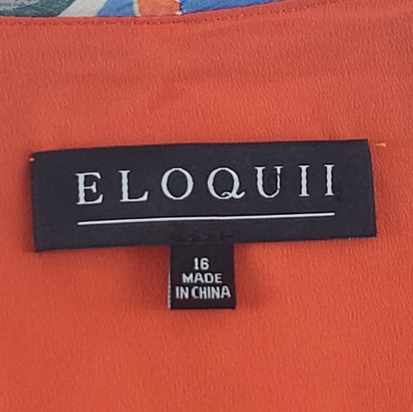 NEW Eloquii Ruffled Maxi Dress with Puff Sleeves Tropical 16 - Picture 2 of 13